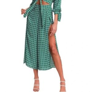 lulus Loyal Friend Green Print Knockout Flyaway Crop Pant